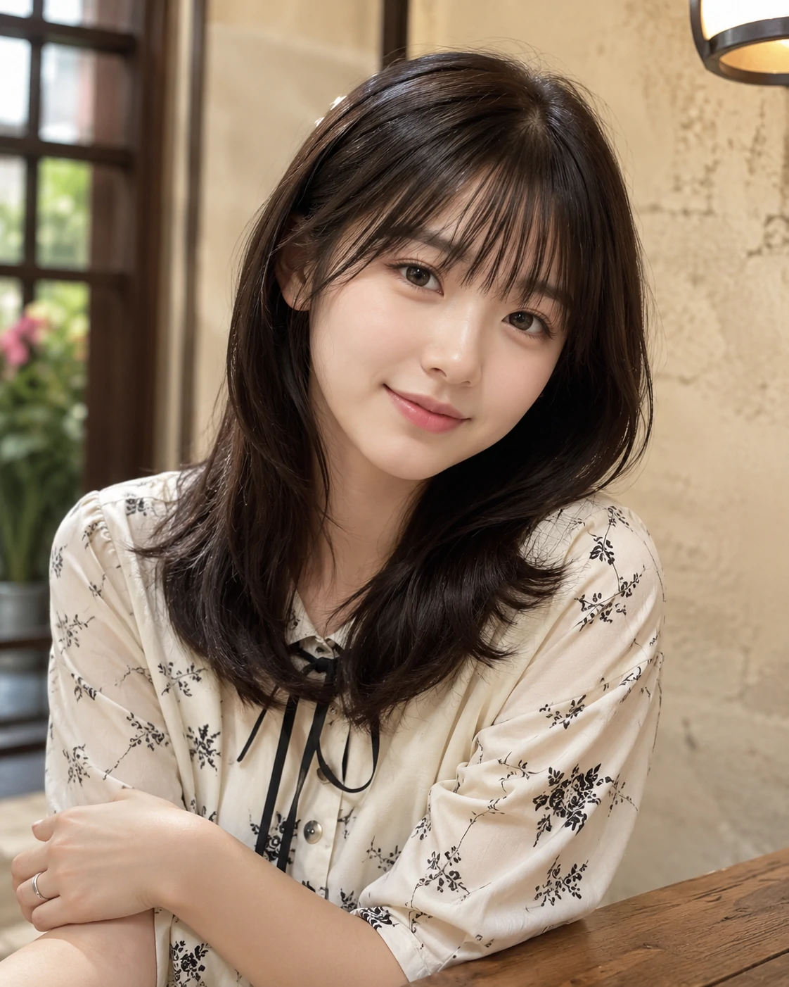 Curtain bangs before and after hairstyle example