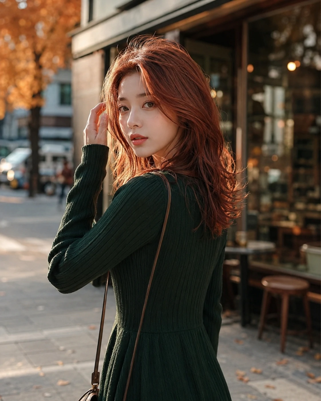 Copper hair before and after color example