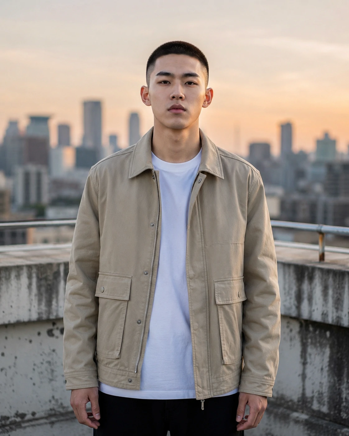 Men's buzz cut before and after hairstyle example