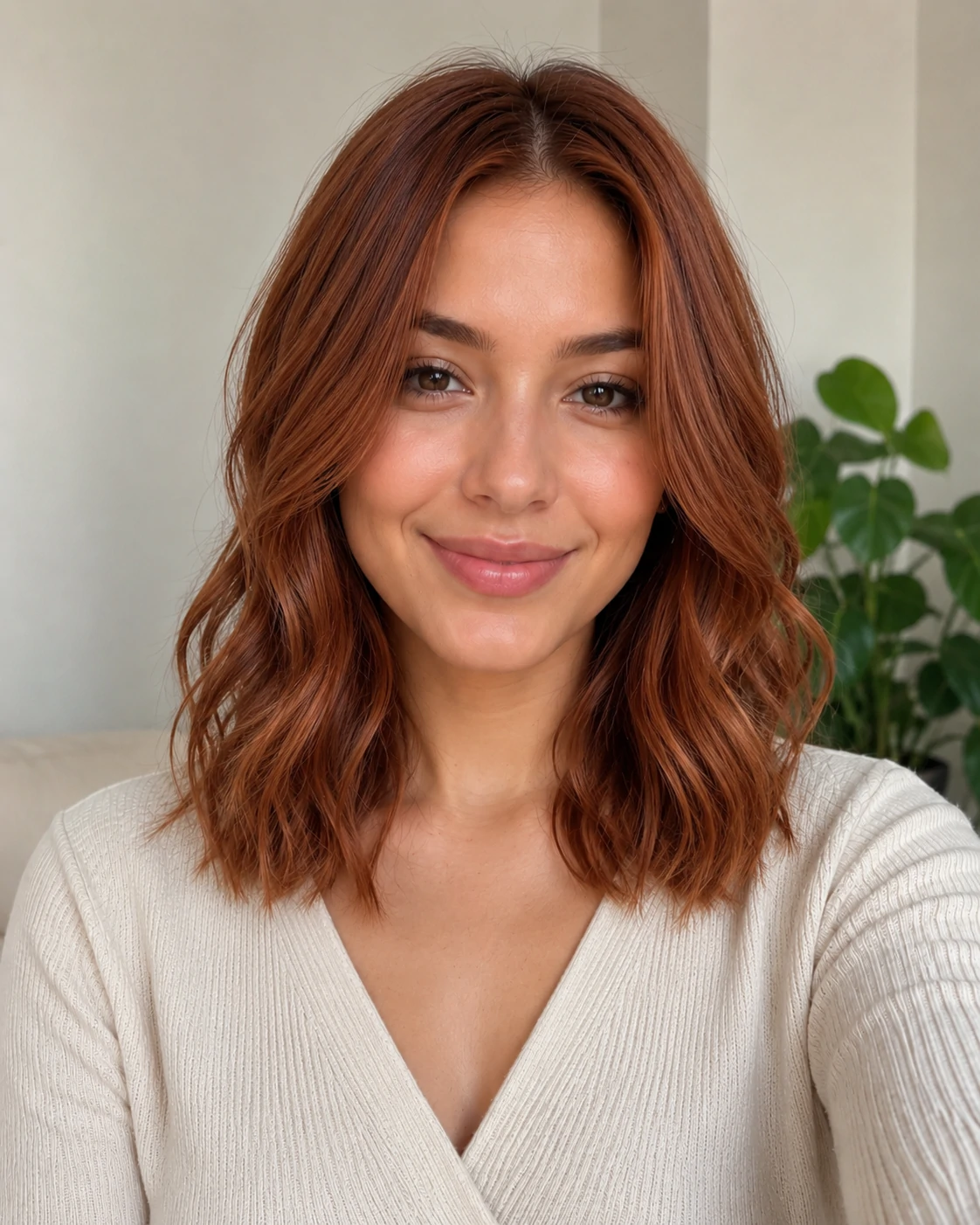 AI hair color changer copper hair result