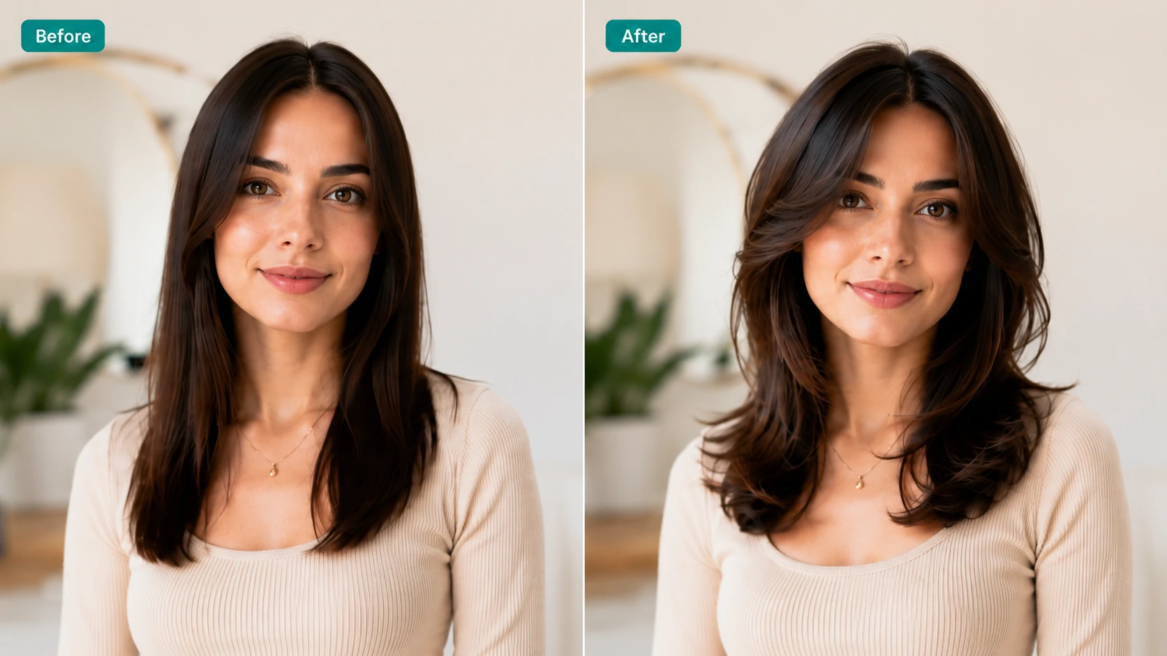 Before and after hairstyle comparison gallery